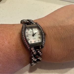 New Chico’s Watch gunmetal with clear rhinestones - new battery